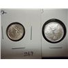 Image 1 : 2 MEXICAN SILVER LIBERTADS UNC 2013 1/10 OZ. AND