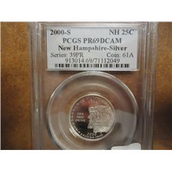 2000-S SILVER NEW HAMPSHIRE QUARTER PCGS PR69DCAM