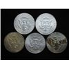 Image 2 : 5 ASSORTED 40% SILVER KENNEDY HALF DOLLARS