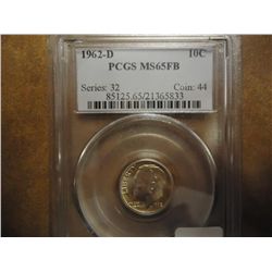 1962-D SILVER ROOSEVELT DIME PCGS MS65 FB