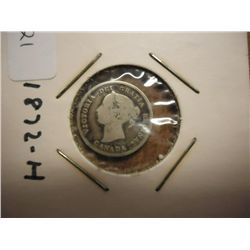 1872-H CANADA SILVER 5 CENTS