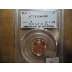 1989-D LINCOLN CENT PCGS MS66RD
