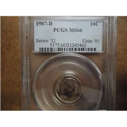 1987-D ROOSEVELT DIME PCGS MS66