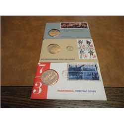 1973,75 & 76 US BICENTENNIAL 1ST DAY COVERS