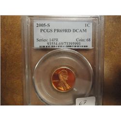 2005-S LINCOLN CENT PCGS PR69RD DCAM