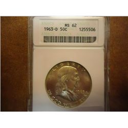 1963-D FRANKLIN HALF DOLLAR ANACS MS62