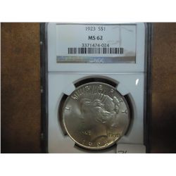 1923 PEACE SILVER DOLLAR NGC MS62