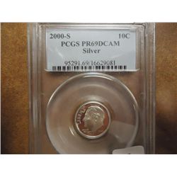 2000-S SILVER ROOSEVELT DIME PCGS PR69 DCAM