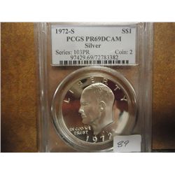 1972-S IKE SILVER DOLLAR PCGS PR69 DCAM