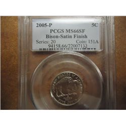 2005-P BISON NICKEL PCGS MS66SF SATIN FINISH