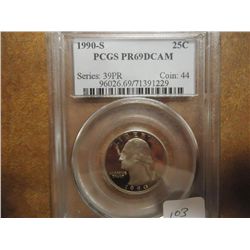1990-S WASHINGTON QUARTER PCGS PR69 DCAM