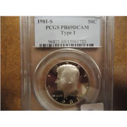 1981-S TYPE I KENNEDY HALF DOLLAR PCGS PR69 DCAM