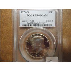 1974-S KENNEDY HALF DOLLAR PCGS PR66 CAM