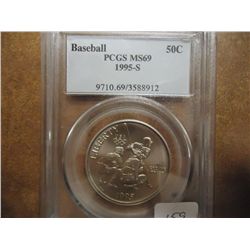 1995-S BASEBALL HALF DOLLAR PCGS MS69