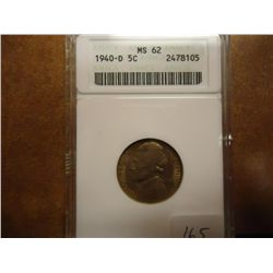 1940-D JEFFERSON NICKEL ANACS MS62