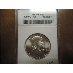 1960-D FRANKLIN HALF DOLLAR ANACS MS63 FBL