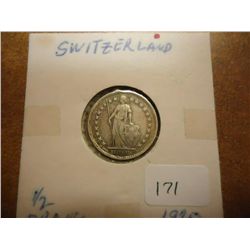 1920 SWITZERLAND SILVER HALF FRANC