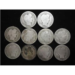 10 ASSORTED BARBER DIMES