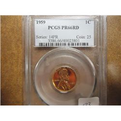 1959 LINCOLN CENT PCGS PR66RD