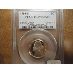 1993-S JEFFERSON NICKEL PCGS PR69 DCAM