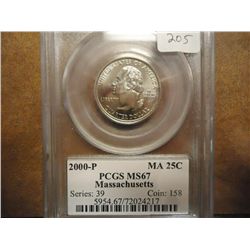 2000-P MASSACHUSETTS QUARTER PCGS MS67