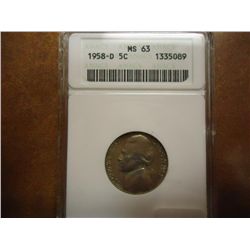 1958-D JEFFERSON NICKEL ANACS MS63