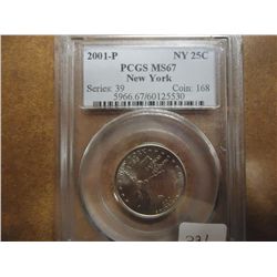 2001-P NEW YORK QUARTER PCGS MS67