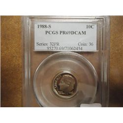1988-S ROOSEVELT DIME PCGS PR69 DCAM