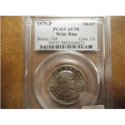 1979-P WIDE RIM SBA DOLLAR PCGS AU58