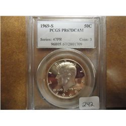 1969-S 40% SILVER KENNEDY HALF DOLLAR PCGS PR67