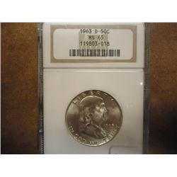 1963-D FRANKLIN HALF DOLLAR NGC MS65