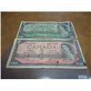 Image 1 : CANADA 1967 $1 AND 1954 $2 BILLS