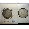 Image 1 : 1910 & 1916 CANADA SILVER 25 CENTS
