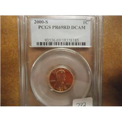 2000-S LINCOLN CENT PCGS PR69RD DCAM