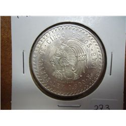 1948 MEXICO SILVER 5 PESOS (UNC) .8680 OZ. ASW