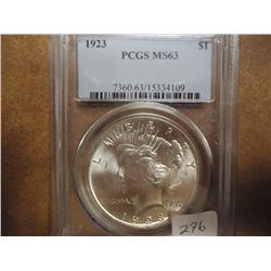 1923 PEACE SILVER DOLLAR PCGS MS63