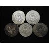 Image 2 : 5 ASSORTED 40% SILVER KENNEDY HALF DOLLARS