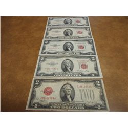 1928-D,53,53-A,53-B & 63 $2 US RED SEAL NOTES
