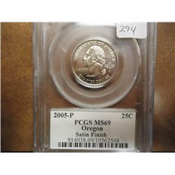 2005-P OREGON QUARTER PCGS MS69 SATIN FINISH