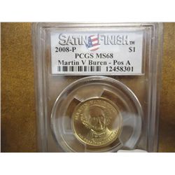 2008-P VAN BUREN DOLLAR PCGS MS68 POS. A