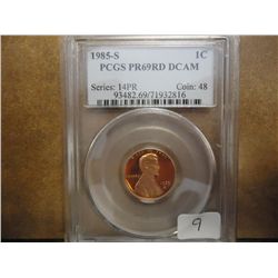 1985-S LINCOLN CENT PCGS PR69RD DCAM