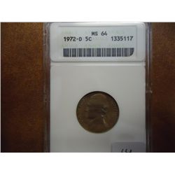 1972-D JEFFERSON NICKEL ANACS MS64