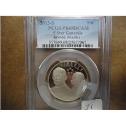 2013-S 5 STAR GENERALS 1/2 DOLLAR PCGS PR68DCAM