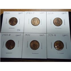 1930,30-S,32,33-D,34 & 34-D LINCOLN CENTS ALL UNCS