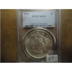 1923 PEACE SILVER DOLLAR PCGS MS62