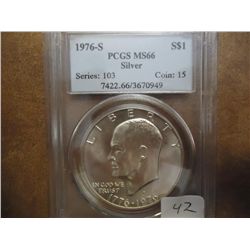 1976-S IKE SILVER DOLLAR PCGS MS66