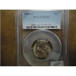 1945-S 35% SILVER JEFFERSON WAR NICKEL PCGS MS66