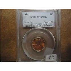 1974 LINCOLN CENT PCGS MS65RD
