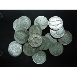 20 ASSORTED 35% SILVER JEFFERSON WAR NICKELS