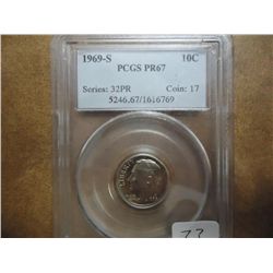 1969-S ROOSEVELT DIME PCGS PR67